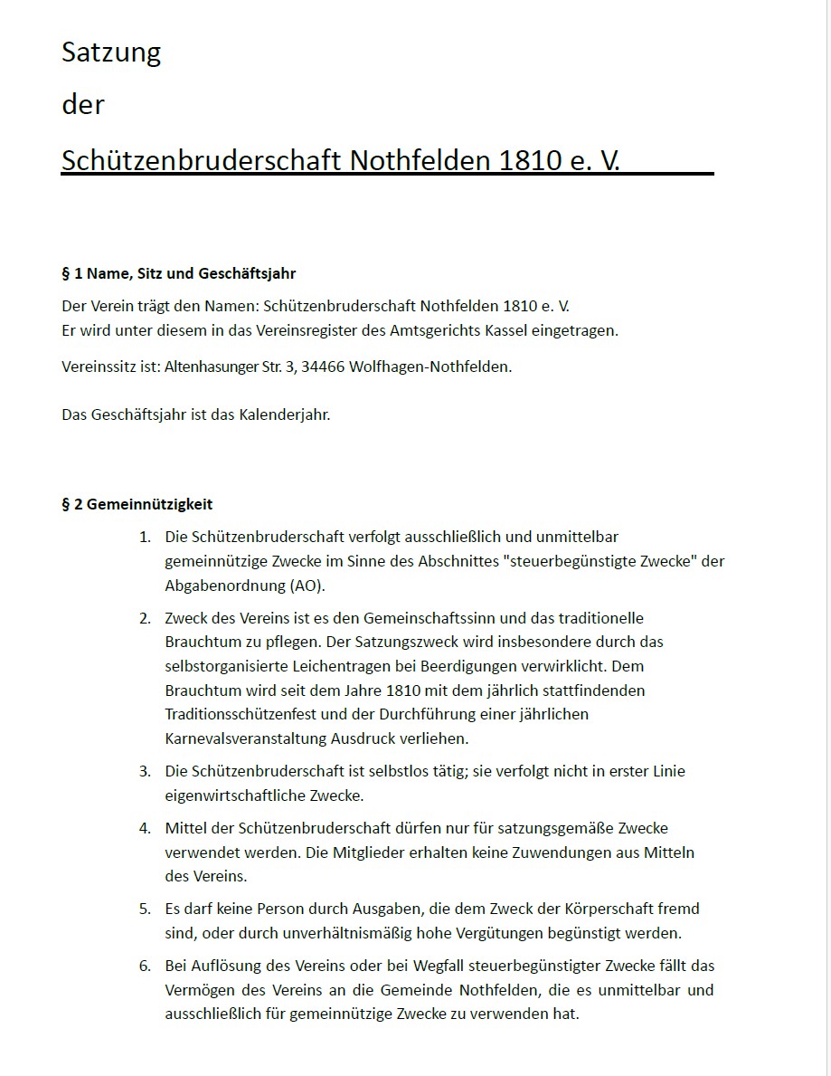 Satzung Bild Satzung Schützenbruderschaft Bild