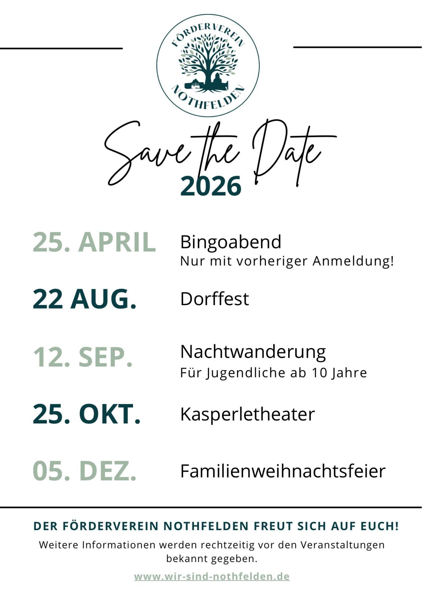 Termine Förderverein Nothfelden 2026