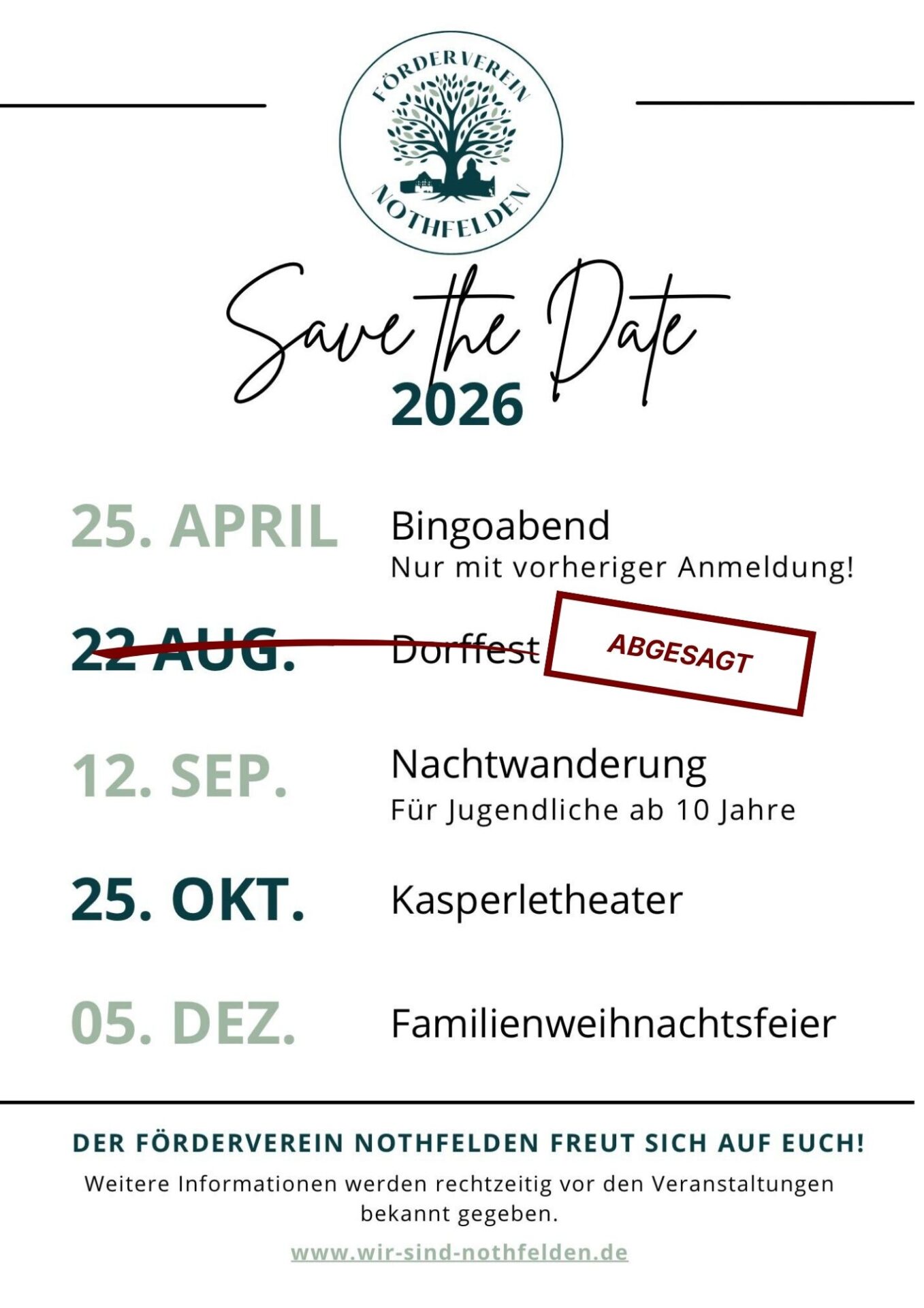Termine Förderverein Nothfelden 2026